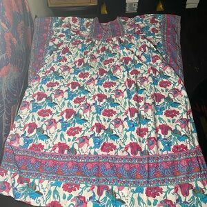 Women's Floral Boho Maxi Skirt in Pink and Blue